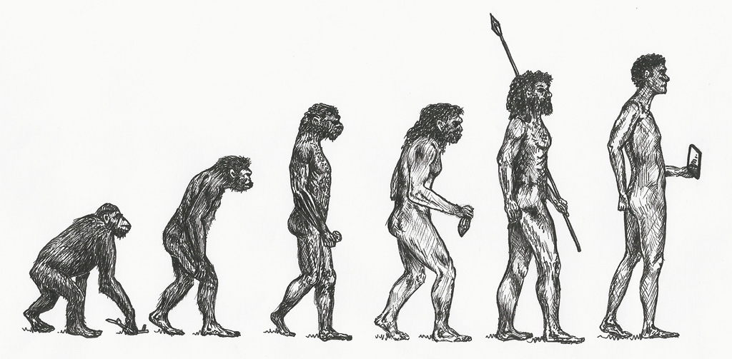 Homo Sapien Evolution from ape to man with iPad