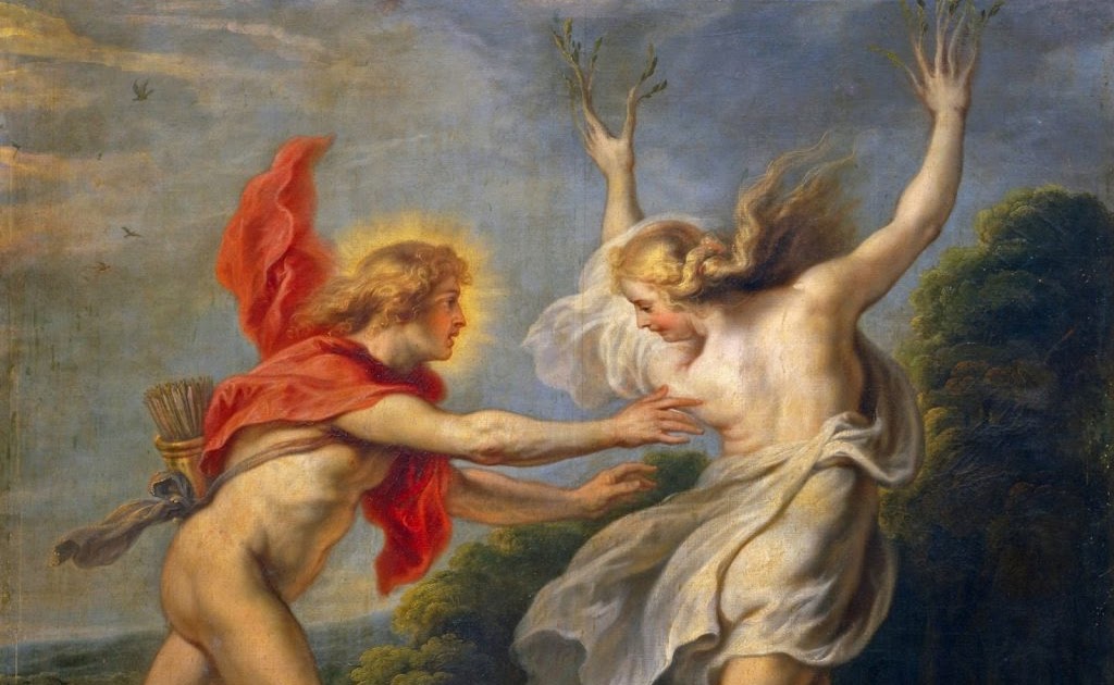 Oil painting representing Pygmalion reaching for his statue
