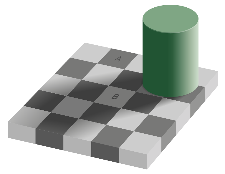 Optical illusion checkerboard